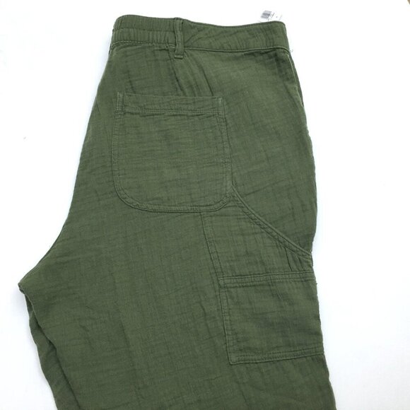 NEW Old Navy Women's Green Crinkled Cotton Pants Lightweight Size 20 length 27" - Picture 9 of 10